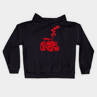 Tractor Cute Valentines Day Kids Hoodie